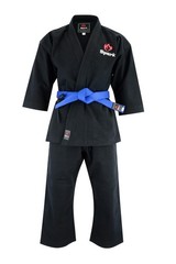 Karate Uniform Gi Set Adult Kids White Black Martial Arts Suit + Belt Uk Seller