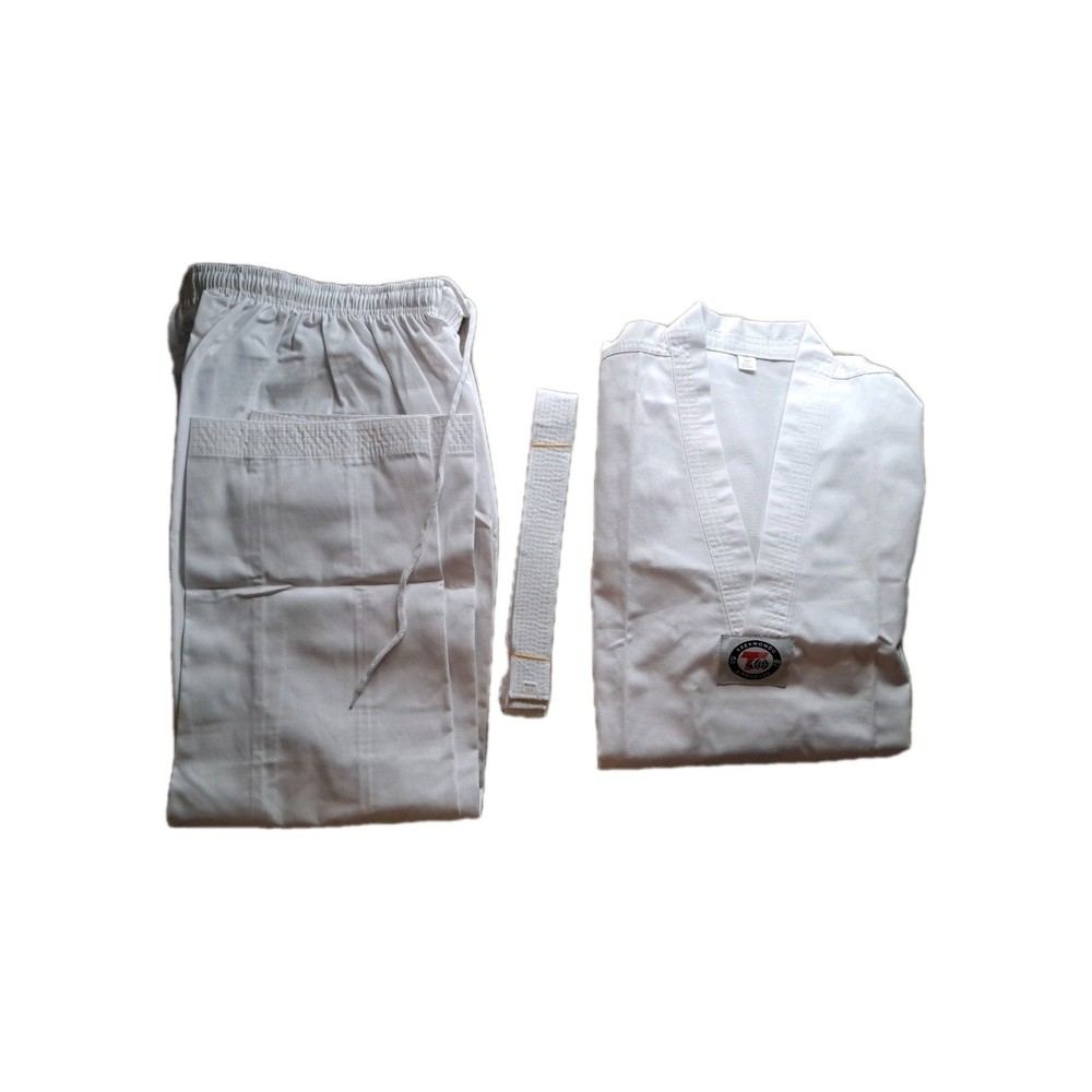 TAEKWONDO APPROVED GI WHITE UNIFORM KIDS-ADULT SIZE 3/170 WITH BELT SIZE 260cm