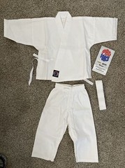 ProForce® Karate Uniform Elastic Drawstring 55/45 Blend Free White Belt 🥋 0000