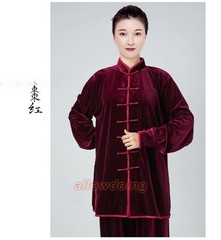 Fall Winter Unisex Tai chi Uniforms Korean velvet Kung fu Martial arts Suit Warm