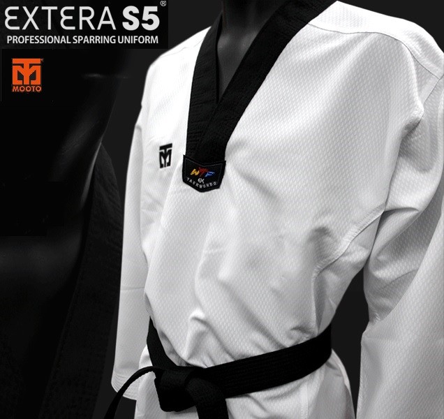 MOOTO EXTERA S5 Taekwondo Uniform (with Black V NECK) WTF Dobok
