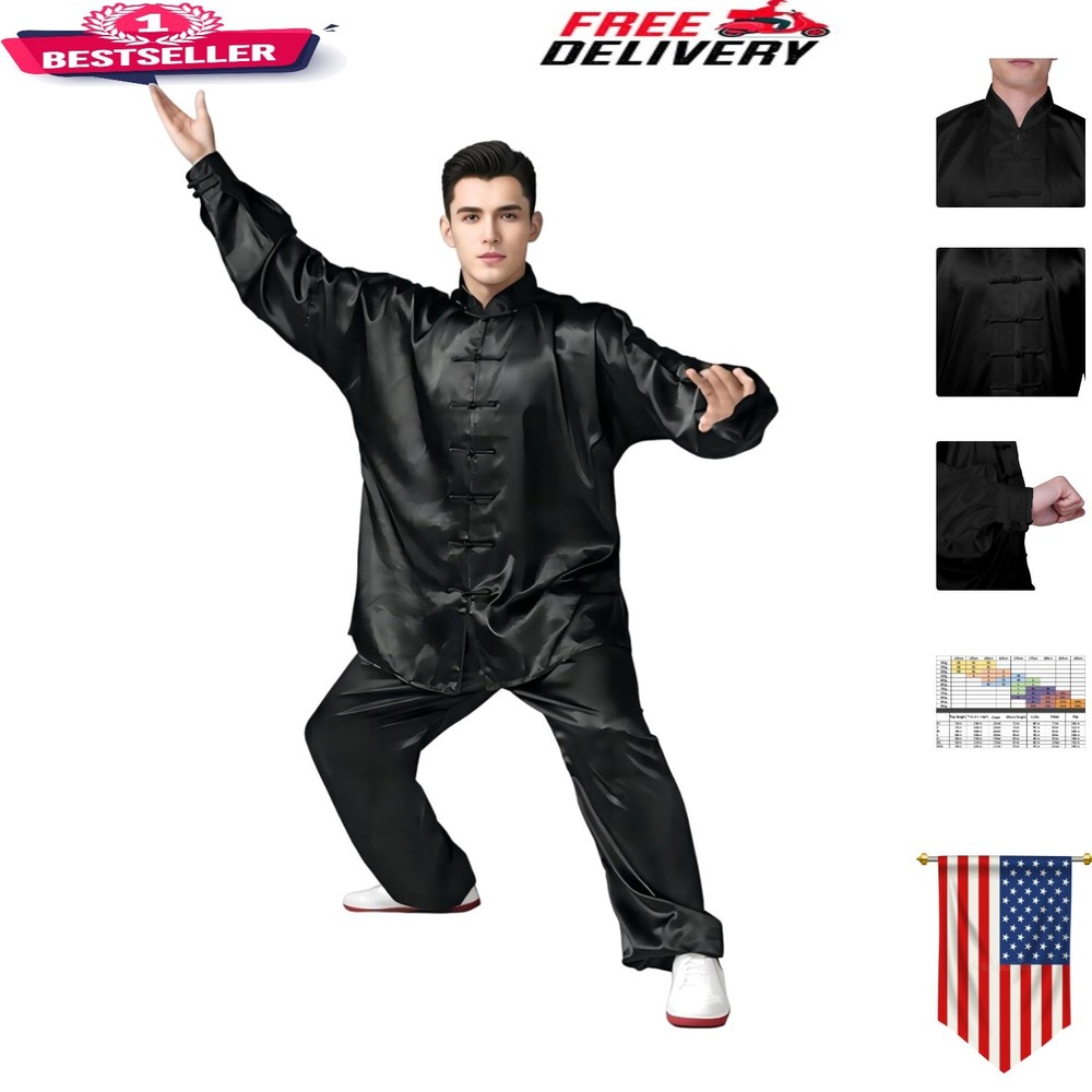 Comfortable Unisex Tai Chi Set – Silk Long Sleeve with Elastic Waist Pants
