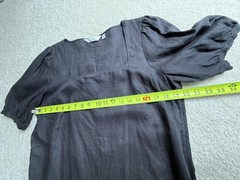 Paris Atelier & Other Stories Linen Dress Women L Gray Puff Sleeve Square Neck