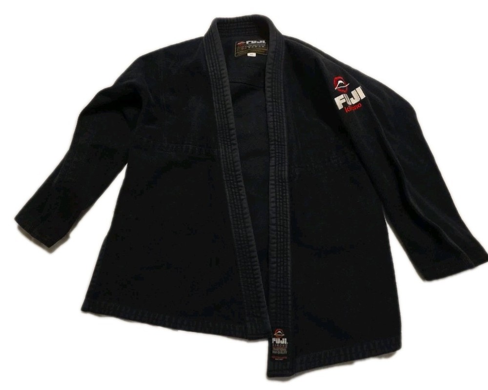 Vintage Fuji Kimono Adult Size A2 Black Brazil Martial Arts Jiu Jitsu Top Only