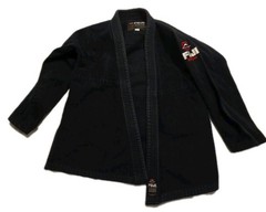Vintage Fuji Kimono Adult Size A2 Black Brazil Martial Arts Jiu Jitsu Top Only