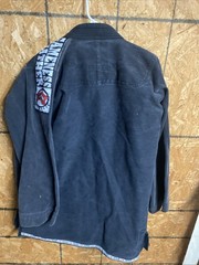 GAMENESS FEATHER Mens black A4 cotton black White logo open front jacket MMA