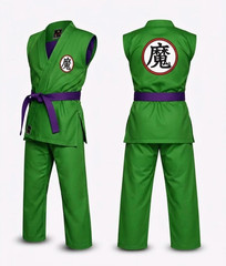 Piccolo Karate Gi Set – Green Sleeveless Anime Uniform with Purple belt