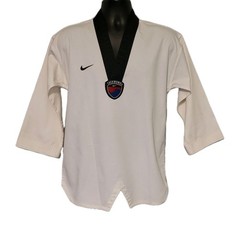 VTG Nike Korea Taekwondo White Karate Kimono Embroidered Swoosh Logo 6/160 US XS