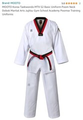 MOOTO MTX Basic Poom Uniform S2 TKD Taekwondo WT Dobok – 120 3xs, Brand New