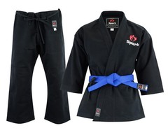 Karate Uniform Gi Set Adult Kids White Black Martial Arts Suit + Belt Uk Seller
