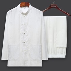Men Chinese Tang Suit Tai Chi Set Kung Fu Uniform Shirt + Pants Martial Arts