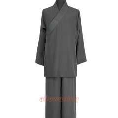 STOCK Buddhist Shaolin Monk Robe Full Set Linen Kung Fu Suit Meditation Uniforms