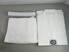 Taekwondo Karate Martial Arts Kid Youth Size 2 White Pants Shirt Set with Belt