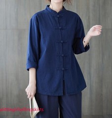 New Women’s Tai Chi Yoga Outfits Set Top+Pants Martial Arts Kung Fu Linen Suit
