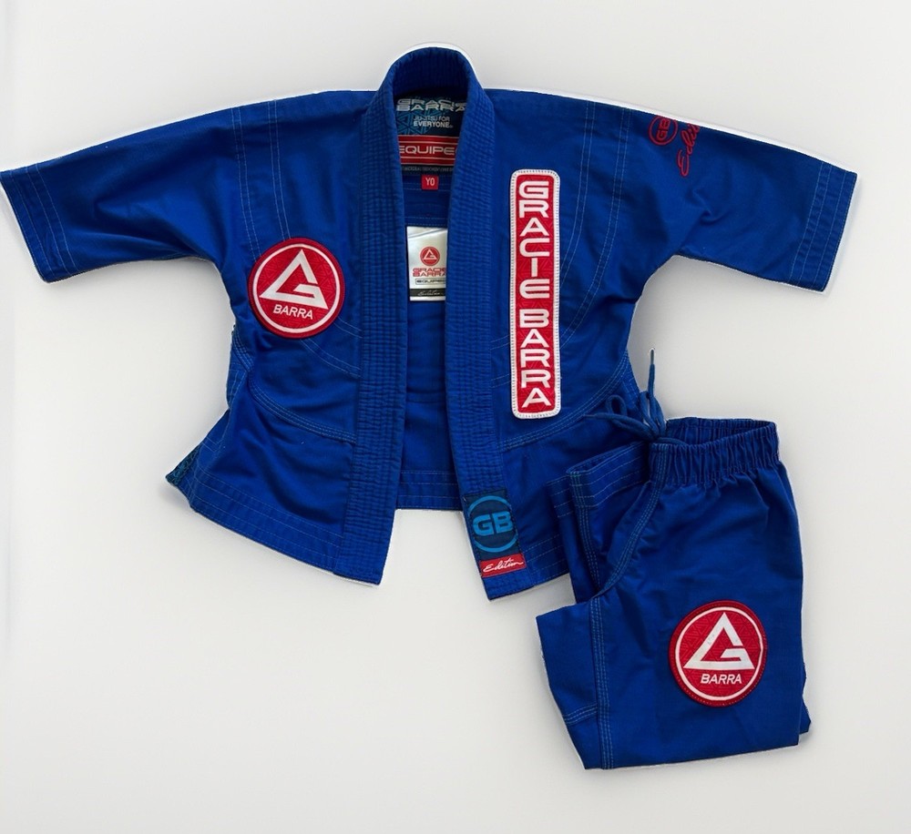Storm Kimonos Gracie Barra Equipe GB BJJ Gi Youth Size Y0 Blue Jiu Jitsu Set