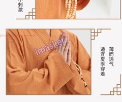 Buddhist Shaolin Monk Robe Full Set Cotton Thin Kung Fu Suit Meditation Uniforms