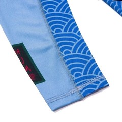 Albino and Preto Origami Blue LS Rash guard MMA Training Short set all size