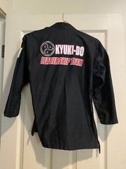 HAN KARATE MARTIAL ARTS UNIFORM KYUKI-DO BLACK GI JACKET LEADERSHIP TEAM SIZE 4
