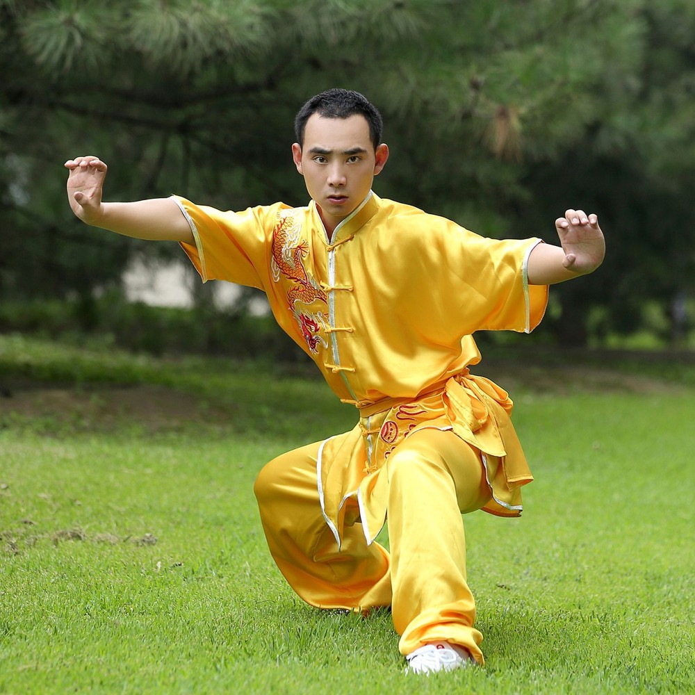 Chinese Kung Fu Taichi Uniform Martial Arts Changquan Suit Dragon Embroidery