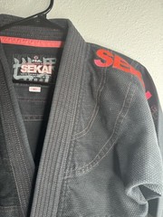 Fuji Sekai BJJ Gi Jacket Black Pink Trim Women’s W1 Lightweight Jiu Jitsu