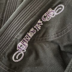 Fuji Sekai BJJ Gi Black Purple WC2 Jiu Jitsu Kimono Set Used