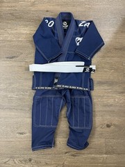 ZAFCO Kids BJJ Gi Size K-000 Navy Blue with White Belt