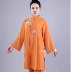 Women Soft Silk Satin Tai Chi Suit Kung Fu Wushu Martial Uniform Jacket Pants