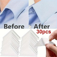 30Pcs Collar Stickers, Transparent PE Material, Disposable Shirt Collar Shapi…