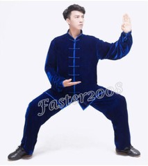 Chinese Velvet Wushu Kung Fu Taichi Uniform Martial Art Clothes Set Wing Chun