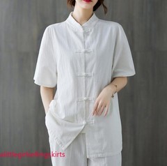 New Women’s Tai Chi Yoga Outfits Set Top+Pants Martial Arts Kung Fu Linen Suit
