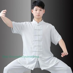 Linen Martial Arts Tai Chi Uniform Kung Fu Wingchun Suit Short Sleeves Outfit