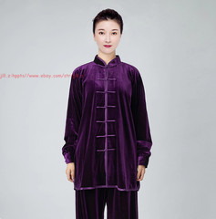 Fall Winter Unisex Tai chi Uniforms Korean velvet Kung fu Martial arts Suit Warm