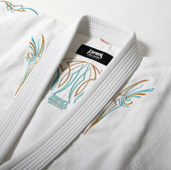 Japanese Tattoo Art Inspired Jiu Jitsu Gi Set White Pearl Weave Uniform