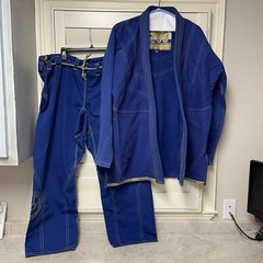 BJJ Brazilian Jiu Jitsu Kimono Set Gi Mens Medium A4 Blue Uniform GR1PS Cali 99