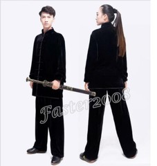 Chinese Velvet Wushu Kung Fu Taichi Uniform Martial Art Clothes Set Wing Chun