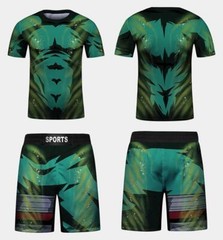 Kids Brazilian Jiu-Jitsu BJJ MMA Rashguard Shorts Set Anime Fighter DBZ Dragon