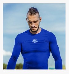 Fuji Sports Baseline IBJJF Ranked BJJ Jiu Jitsu Long Sleeve LS Rashguard – Blue