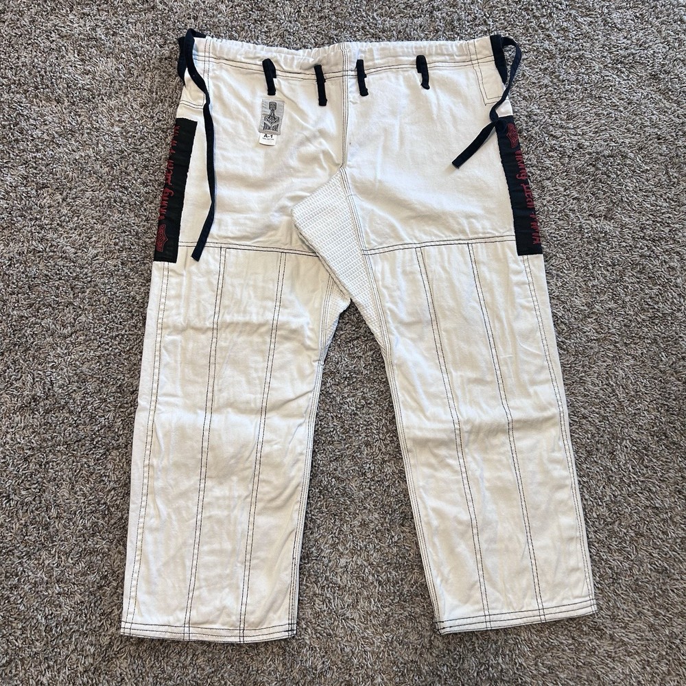 VIKING GEAR MMA BJJ Gi Pants White Black Stitch Jiu Jitsu Martial Arts Size A1