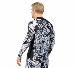 Fuji Fighting Spirit MMA BJJ Jiu Jitsu Long Sleeve LS Rashguard – Black/White