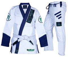 Worios Kids Lightweight Pro Brazilian Jiu-Jitsu Grappling Gi White/Navy Blue
