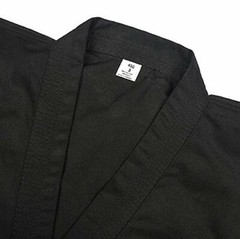 BLACK Karate Uniform, Gi 7 oz Adult Kids w/White belt Tae Kwon US Size TMA