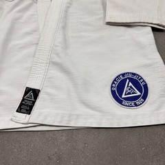 Gracie Jiu-Jitsu Academy Kimono Jacket Mens A2 White Cotton Open Front Uniform