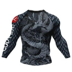 Asian Dragon Theme BJJ Rash Guard MMA Brazilian Jiu Jitsu No Gi Gear