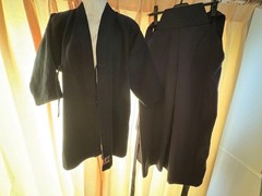 Japanese Kendo Gi Jacket Hakama Pants Uniform Top Bottom Set Navy Blue