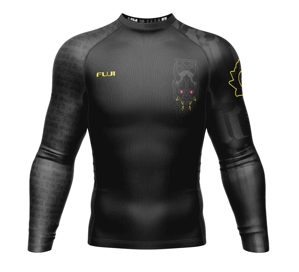 Fuji Oni Legend Flex Lite Mens MMA BJJ Jiu Jitsu LongSleeve LS Rashguard – Black