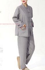 Women Men’s Shaolin Buddhist Monk Meditation Kung Fu Uniform Tai Chi cotton Suit