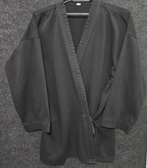 Vtg Black Martial Arts Gi Robe Jacket Karate Jui Jitsu Keikogi Uwagi Taekwondo
