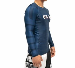 New Fuji USA 2.0 MMA BJJ Jiu Jitsu LongSleeve Long Sleeve LS Rashguard – Blue