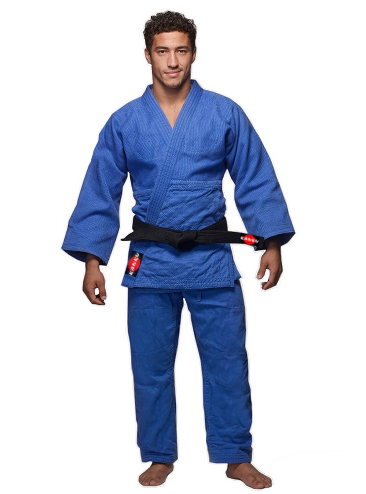 KANKU Bjj gi, Judo Uniform, Single Weave 450 gram White and Blue Jiu Jiutsu