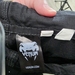 Venum Grappling Pants Black Ripstop BJJ MMA Training Drawstring